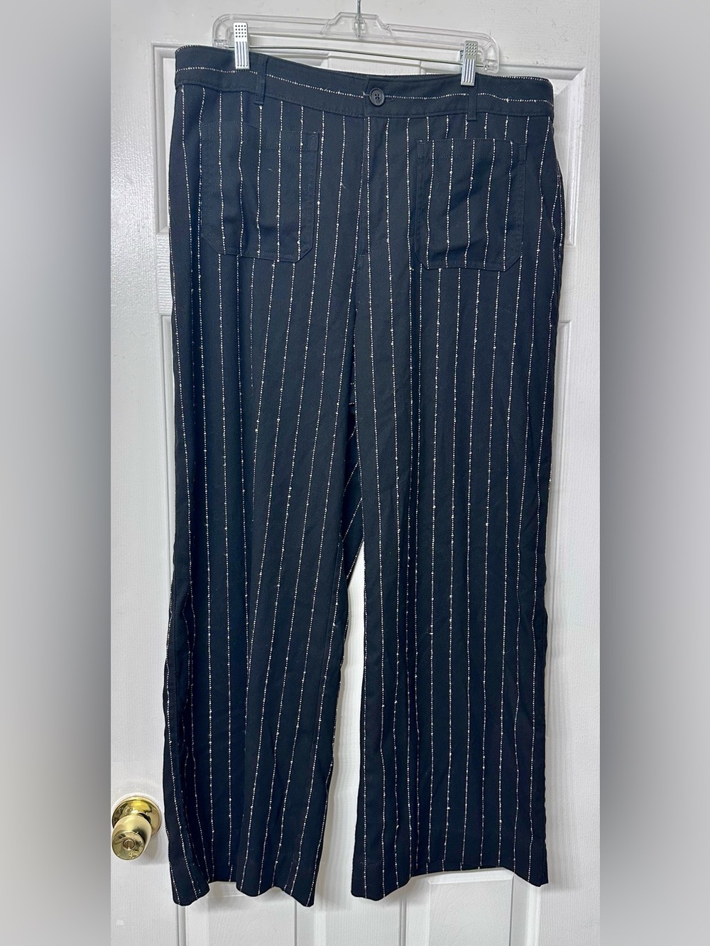 LOFT Palmer Wide Leg Curvy Pants – Size 16 - Pinstripe - Picture 3 of 9